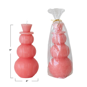 HoHoHo Snowman Pillar Candle - Pink