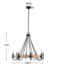 Load image into Gallery viewer, Deschutes Light Fixture, 8 Light Chandelier
