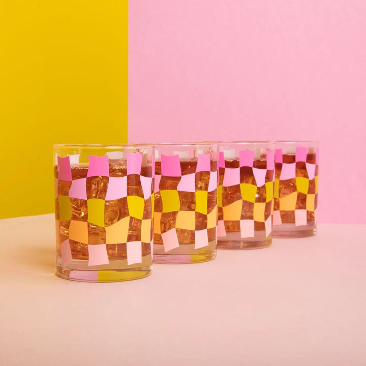 Pink Carnival Rocks Glass