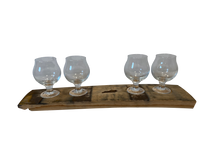 Load image into Gallery viewer, Bourbon Flight Board with Four Snifter Glasses
